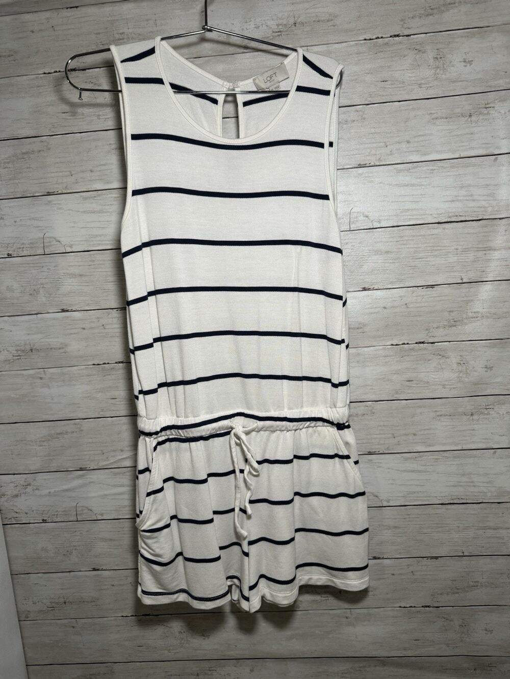 Loft Women’s Blue White Striped Romper Shorts Size XS Casual Beach Summer Cute